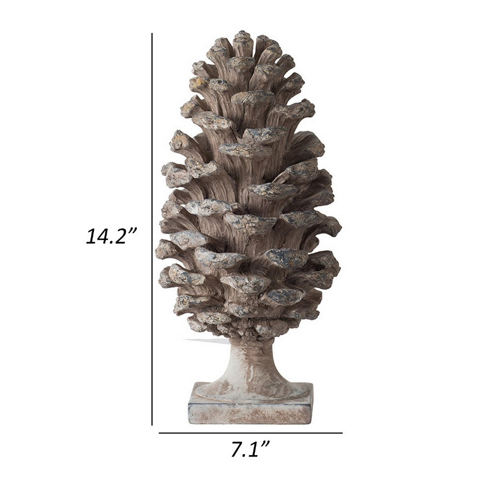 Hazel Pine Cone Accent Decor | Realistic 14" Sculpture Polyresin | Gray