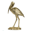 Standing Crane Figurine | 16" Antique Gold Resin | Textured Feathers