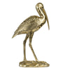 Standing Crane Figurine | 16" Antique Gold Resin | Textured Feathers