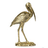 Standing Crane Figurine | 16" Antique Gold Resin | Textured Feathers