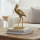 Standing Crane Figurine | 16" Antique Gold Resin | Textured Feathers