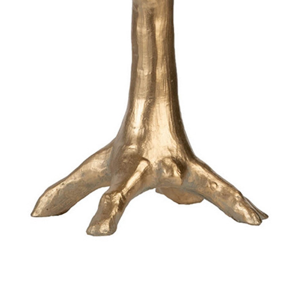 Tree Candle Holder Stand | 13" Decorative Design | Antique Gold Resin