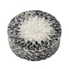 Decorative Box | 10" Round White | Black Mother of Pearl Inlay | Capiz