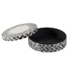 Decorative Box | 10" Round White | Black Mother of Pearl Inlay | Capiz