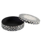 Decorative Box | 10" Round White | Black Mother of Pearl Inlay | Capiz