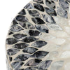 Decorative Box | 10" Round White | Black Mother of Pearl Inlay | Capiz