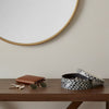 Decorative Box | 10" Round White | Black Mother of Pearl Inlay | Capiz