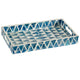 Decorative Tray | 14" Capiz Geometric Pattern | Retro Blue and White