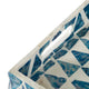Decorative Tray | 14" Capiz Geometric Pattern | Retro Blue and White