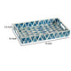 Decorative Tray | 14" Capiz Geometric Pattern | Retro Blue and White