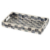Decorative Tray | 14" Capiz Checkered Pattern | Retro Black and White