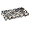 Decorative Tray | 14" Capiz Checkered Pattern | Retro Black and White