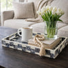 Decorative Tray | 14" Capiz Checkered Pattern | Retro Black and White