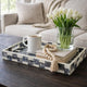 Decorative Tray | 14" Capiz Checkered Pattern | Retro Black and White