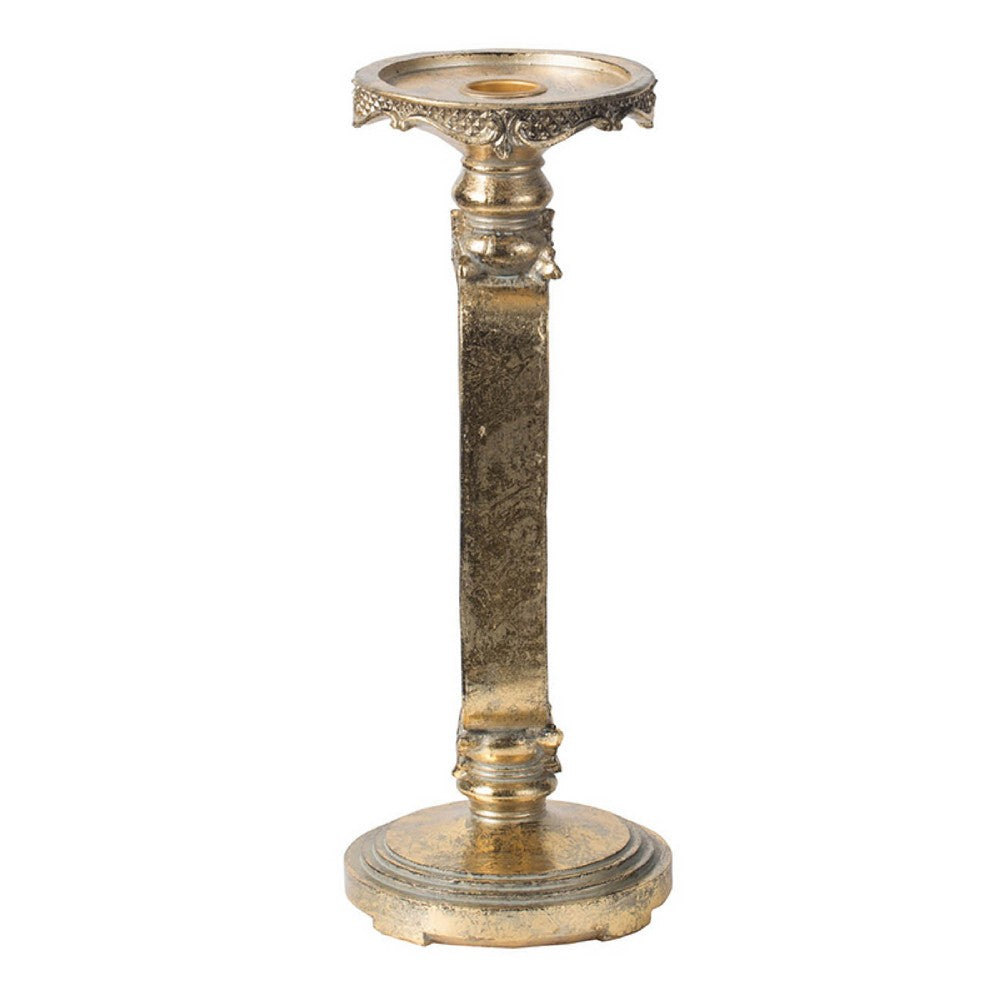Candle Holder | Antique Gold Tabletop Accent | 11" Classic Keyhole Stem