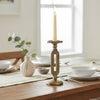 Candle Holder | Antique Gold Tabletop Accent | 11" Classic Keyhole Stem