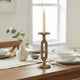 Candle Holder | Antique Gold Tabletop Accent | 11" Classic Keyhole Stem