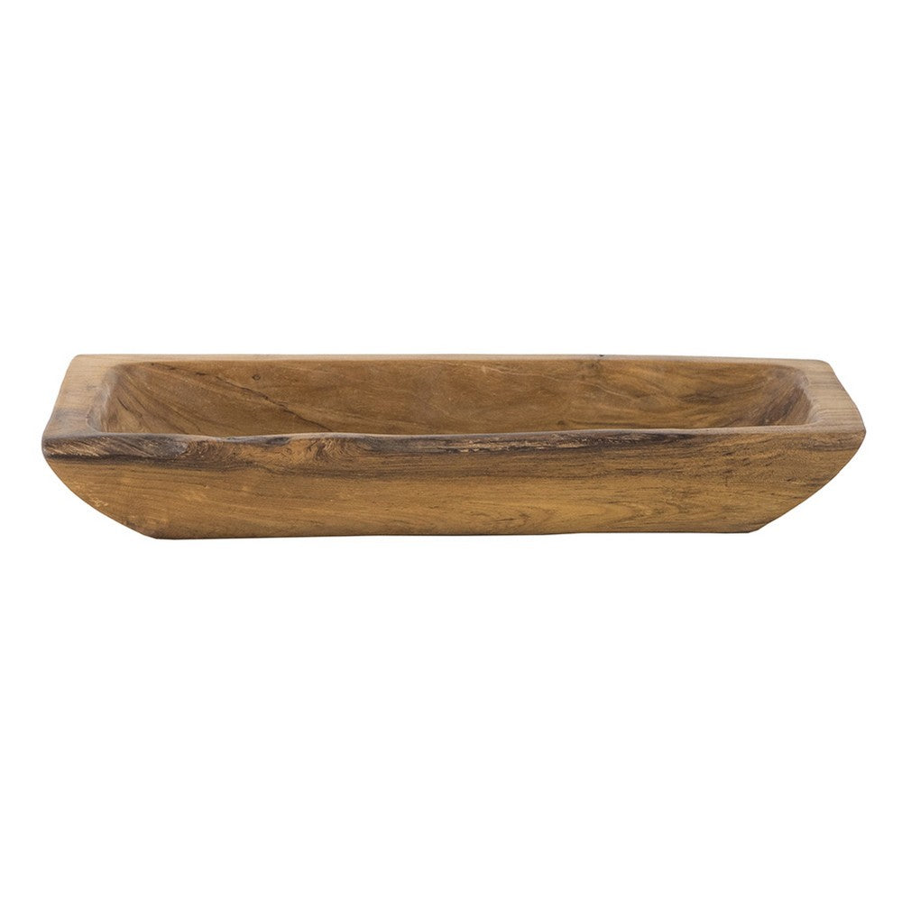 Mepo Display Serving Accent Tray | 16" Warm Natural Brown Teak Wood