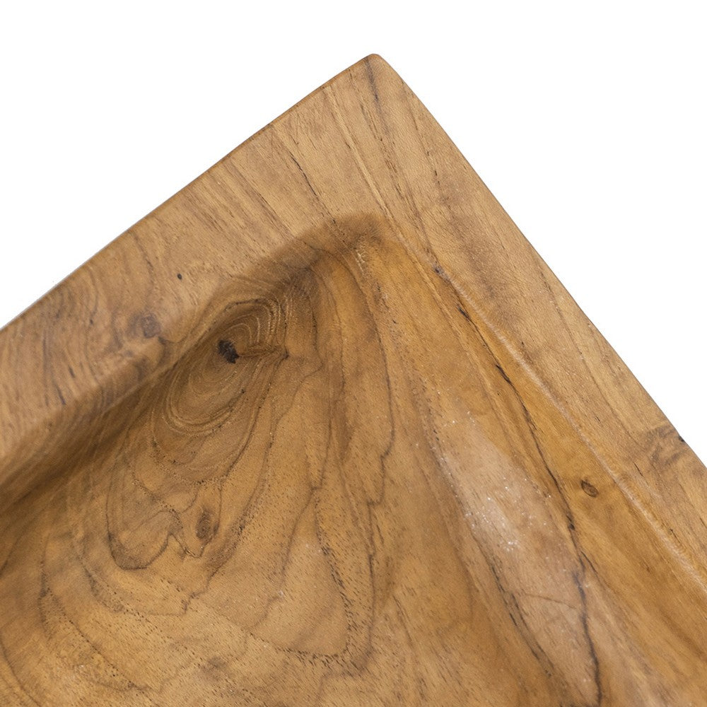 Mepo Display Serving Accent Tray | 16" Warm Natural Brown Teak Wood