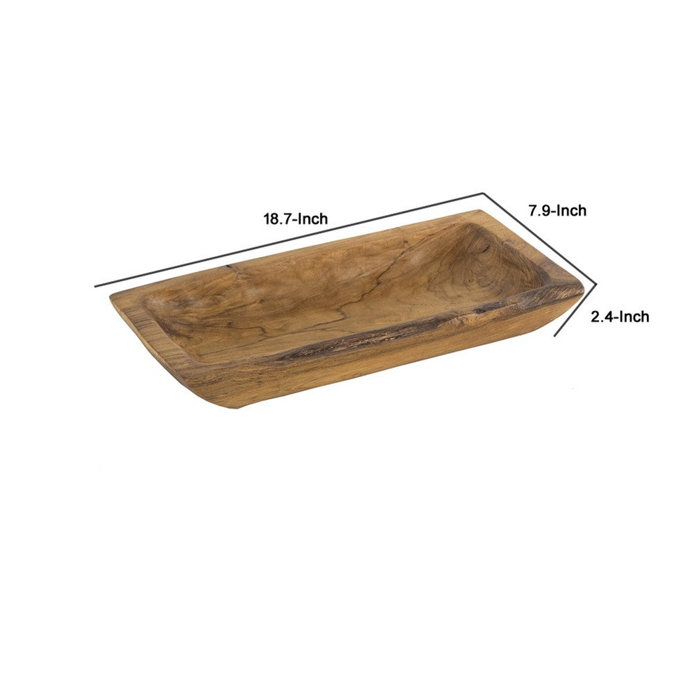 Mepo Display Serving Accent Tray | 16" Warm Natural Brown Teak Wood