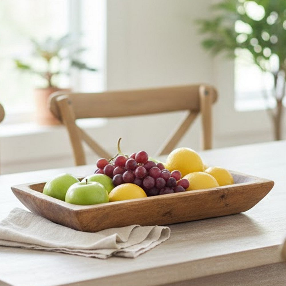 Mepo Display Serving Accent Tray | 16" Warm Natural Brown Teak Wood