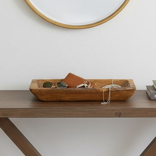 Mepo Display Serving Accent Tray | 16" Warm Natural Brown Teak Wood