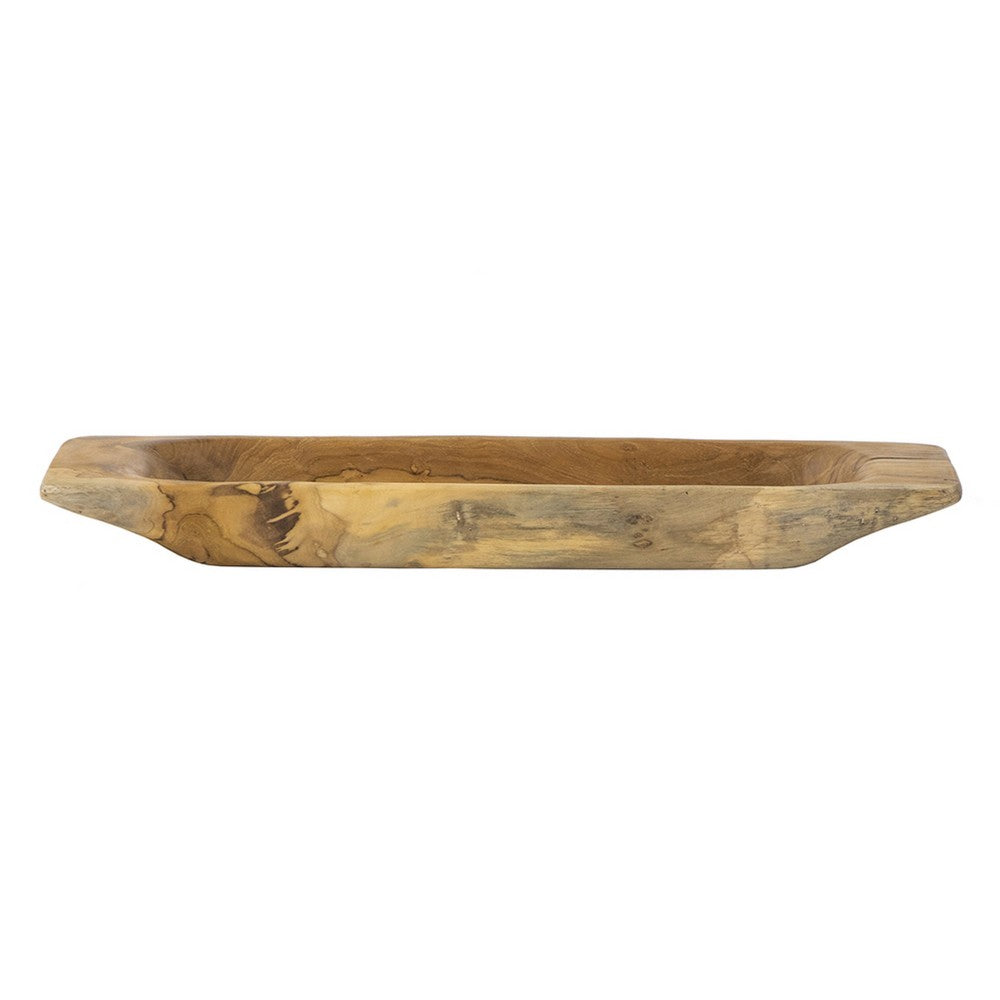 Mepo Display Serving Accent Tray | 19" Warm Natural Brown Teak Wood
