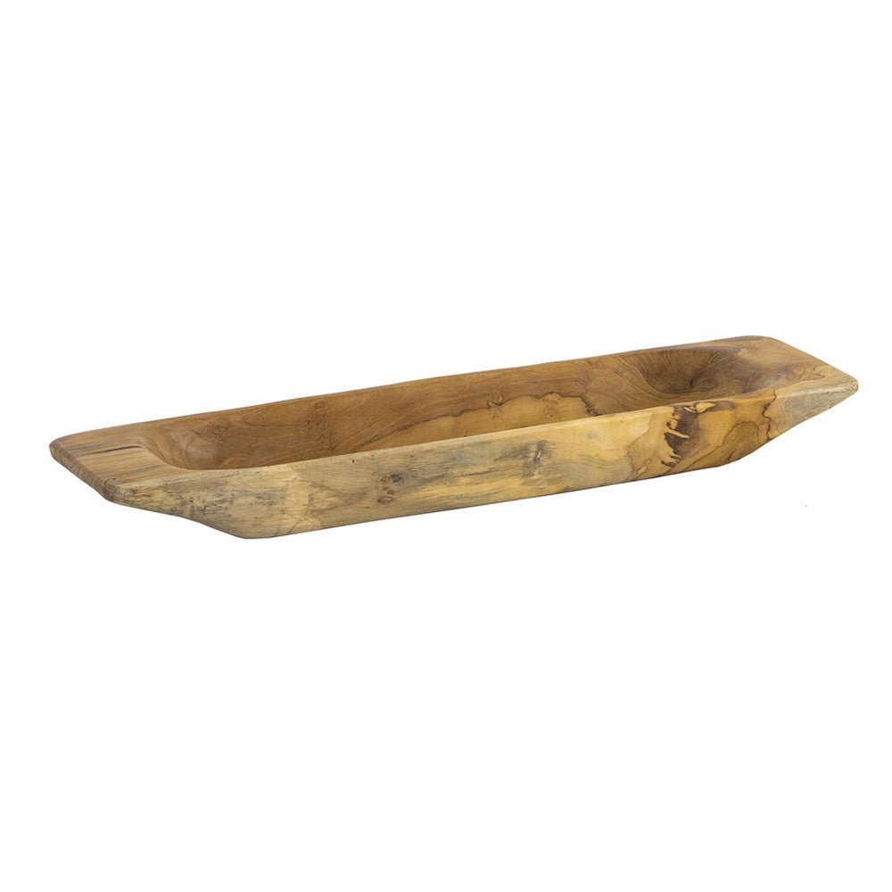 Mepo Display Serving Accent Tray | 19" Warm Natural Brown Teak Wood