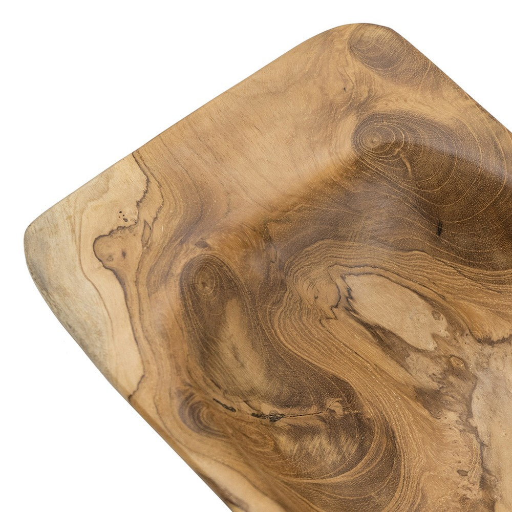 Mepo Display Serving Accent Tray | 19" Warm Natural Brown Teak Wood