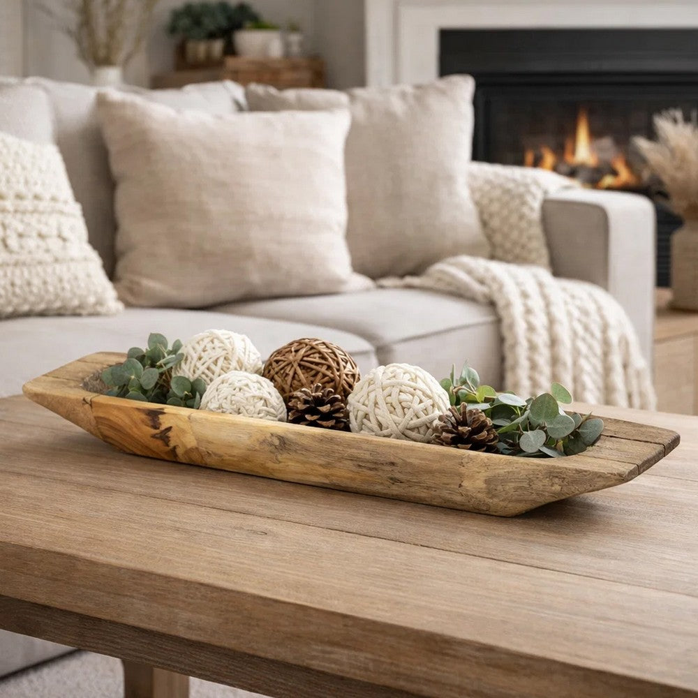 Mepo Display Serving Accent Tray | 19" Warm Natural Brown Teak Wood