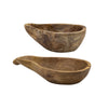 Decorative Accent Gourd Shaped Bowl Set of 2 | Natural Brown Teak Wood