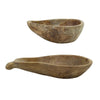 Decorative Accent Gourd Shaped Bowl Set of 2 | Natural Brown Teak Wood
