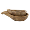 Decorative Accent Gourd Shaped Bowl Set of 2 | Natural Brown Teak Wood