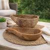 Decorative Accent Gourd Shaped Bowl Set of 2 | Natural Brown Teak Wood