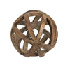 Decorative Orb Ball Wheel | 10" Natural Brown Carved Fir Wood