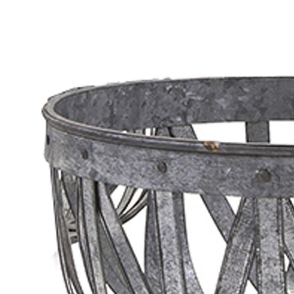 Decorative Accent Storage Baskets Set of 3 | Intricate Gray Open Iron