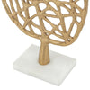 Leaf Tabletop Decor Sculpture | 16" Gold Metal on White Marble Base