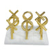 Tic Tac Toe Game Set | 7" Gold Iron Decor | Luxe White Banswara Marble