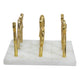 Tic Tac Toe Game Set | 7" Gold Iron Decor | Luxe White Banswara Marble