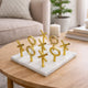 Tic Tac Toe Game Set | 7" Gold Iron Decor | Luxe White Banswara Marble