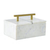 Decorative Storage Box | Gold Brass Handle | 7" Luxe White Marble