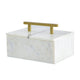 Decorative Storage Box | Gold Brass Handle | 7" Luxe White Marble