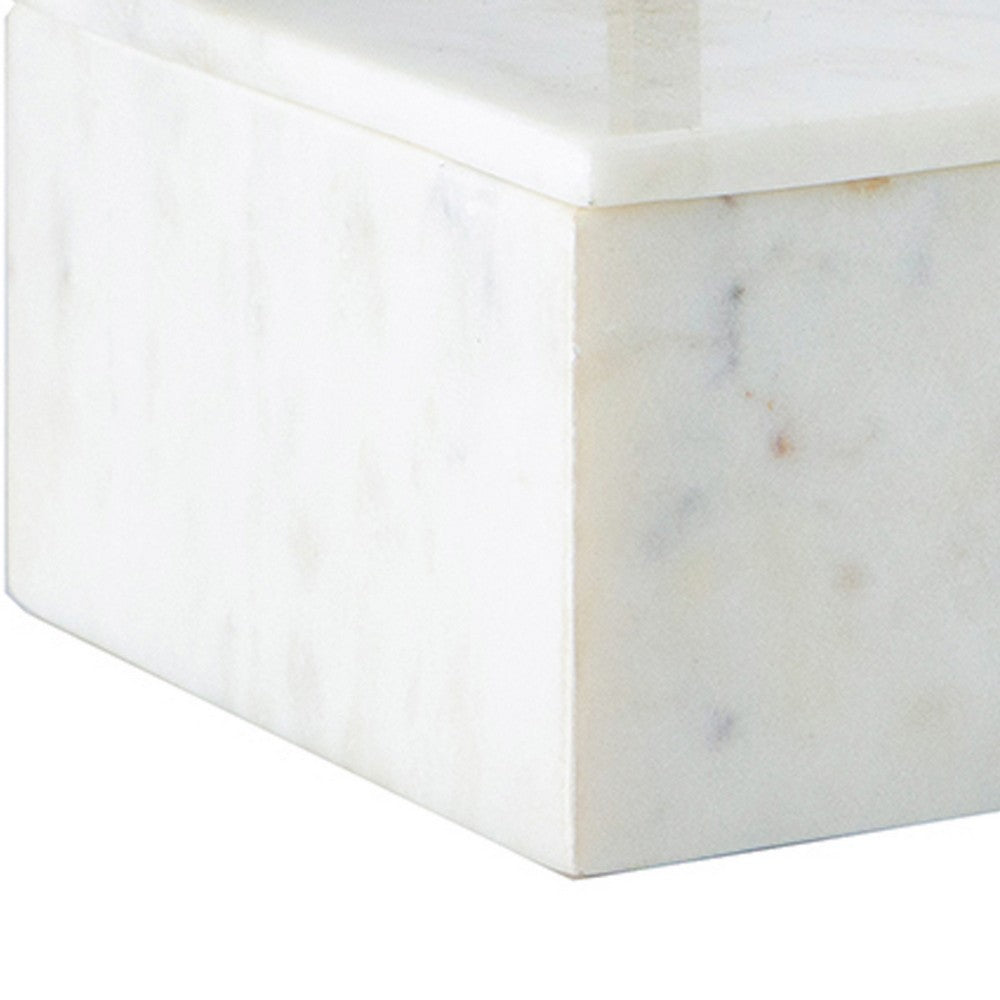 Decorative Storage Box | Gold Brass Handle | 7" Luxe White Marble