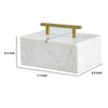 Decorative Storage Box | Gold Brass Handle | 7" Luxe White Marble