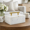Decorative Storage Box | Gold Brass Handle | 7" Luxe White Marble