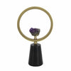 Decorative Ring Sculpture | Purple Amethyst Stone | 12" Gold Black