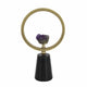 Decorative Ring Sculpture | Purple Amethyst Stone | 12" Gold Black
