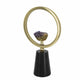 Decorative Ring Sculpture | Purple Amethyst Stone | 12" Gold Black