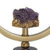Decorative Ring Sculpture | Purple Amethyst Stone | 12" Gold Black