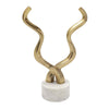 Decorative Horn Sculpture | 15" Gold | Contemporary White Marble Base